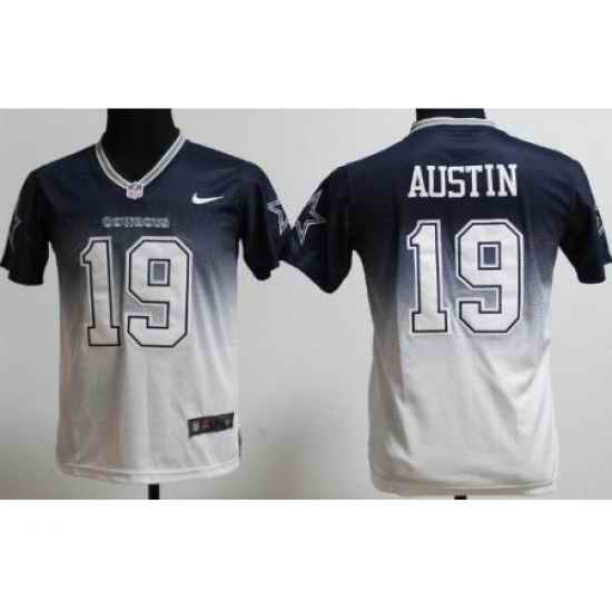 Youth Nike Dallas Cowboys 19 Miles Austin Blue White Drift Fashion II Elite Jerseys